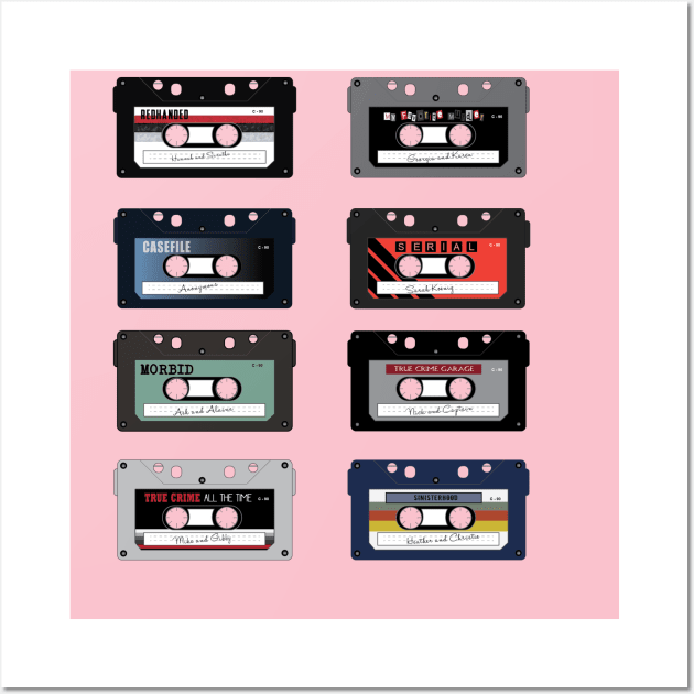 True Crime Podcast Mashup Retro Tapes Wall Art by BasicBeach